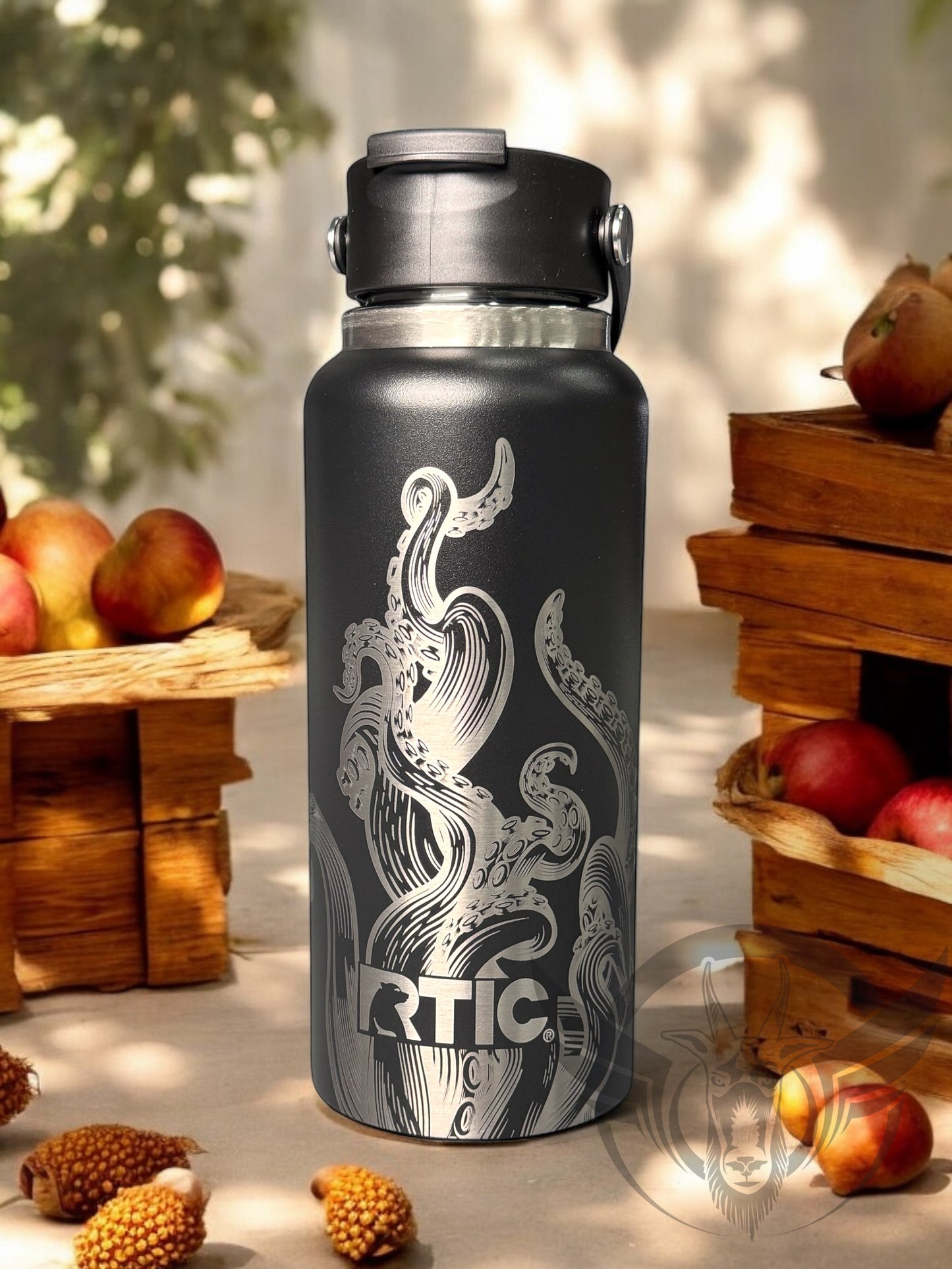32oz - Laser Engraved Kraken graphics on a RTIC bottle with leak proof cap - Ceramic lined for great taste - Personalized water bottle