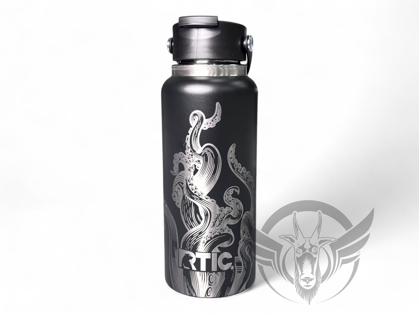 32oz - Laser Engraved Kraken graphics on a RTIC bottle with leak proof cap - Ceramic lined for great taste - Personalized water bottle