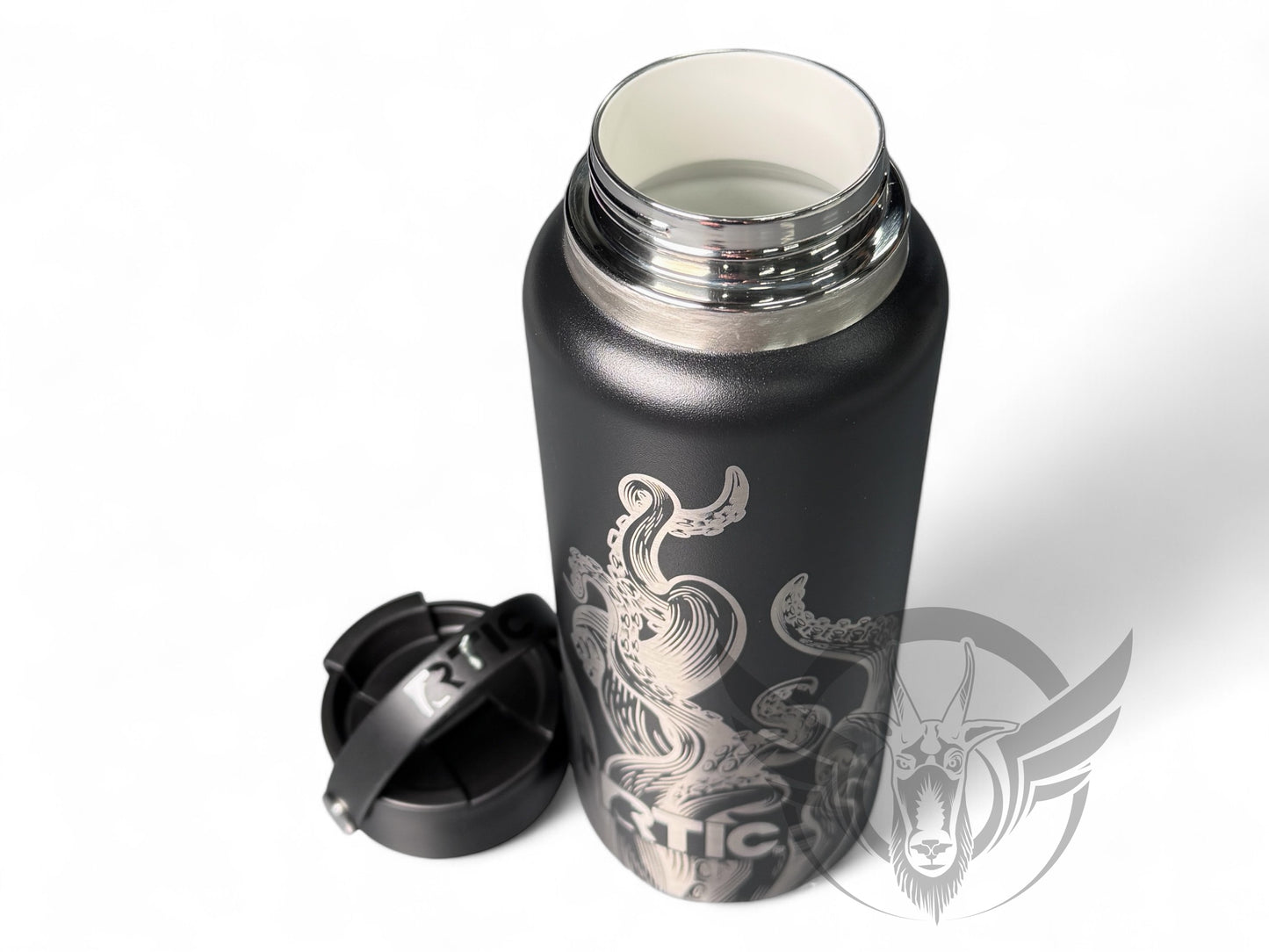 32oz - Laser Engraved Kraken graphics on a RTIC bottle with leak proof cap - Ceramic lined for great taste - Personalized water bottle
